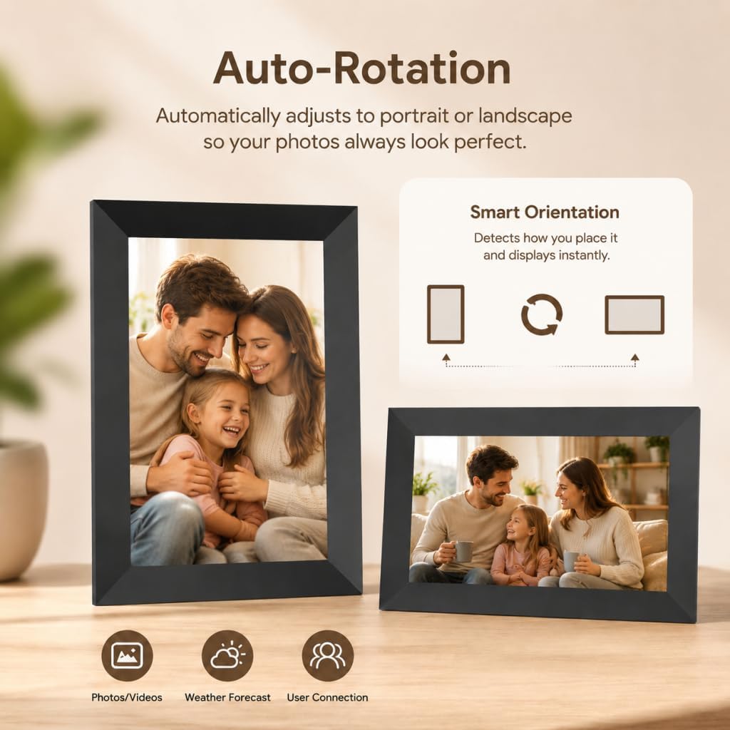 Uhale Digital Picture Frame, 10.1 Inch WiFi Digital Photo Frame, 16GB Memory with Auto-Rotation Share Photo/Video and Send Best Wishes via App