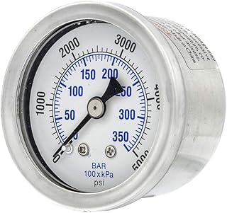 Liquid Filled Center Back Mount Pressure Gauge with 1.5