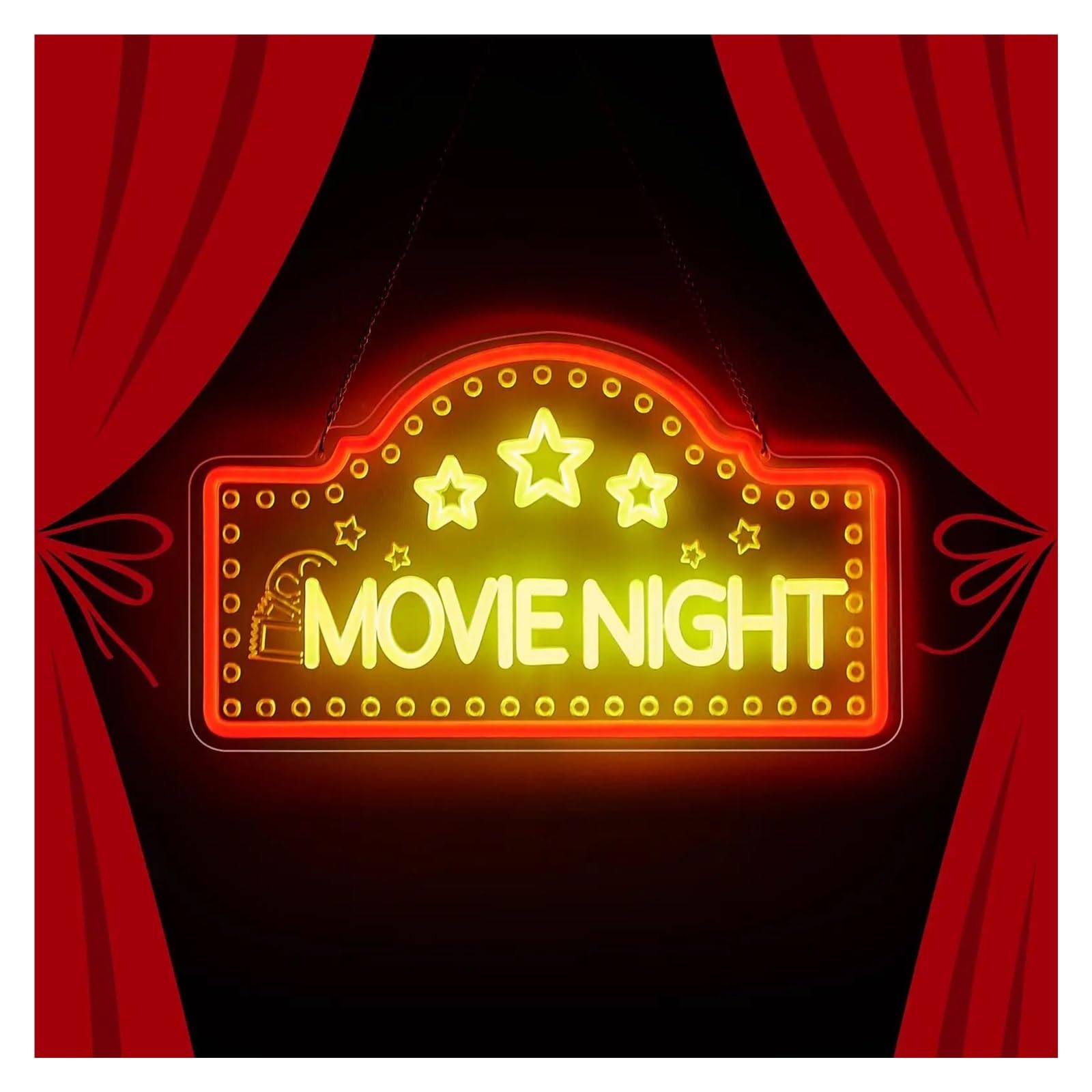 Luci al Neon Da Parete Retisee Movie Night Neon Sign Cinema Theater Lights USB Powered Per Feste Estetica Decorazione Murale Lampade A 22.86cmх39.1cm