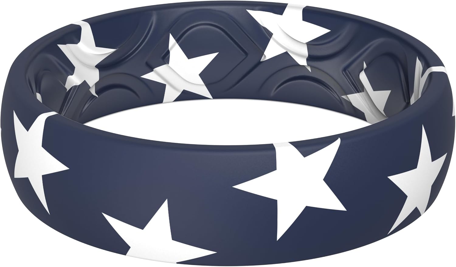 ThunderFit Silicone Wedding Rings for Women, Printed Design Breathable Rubber Engagement Bands 5.5mm Wide 1.8mm Thick