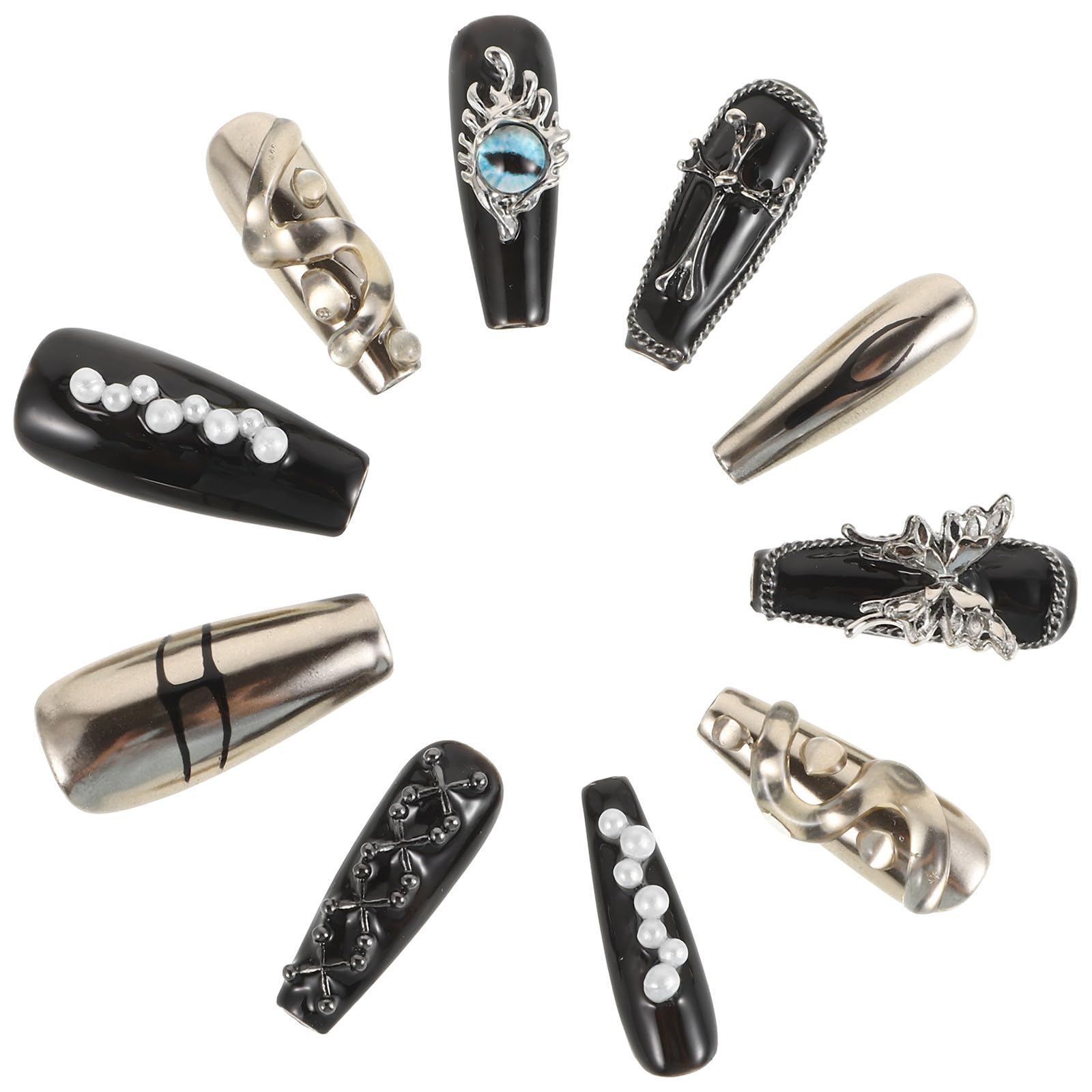 Healeved 50 Stück Gothic Kunstnägel Schwarze Vampirnägel für Frauen,