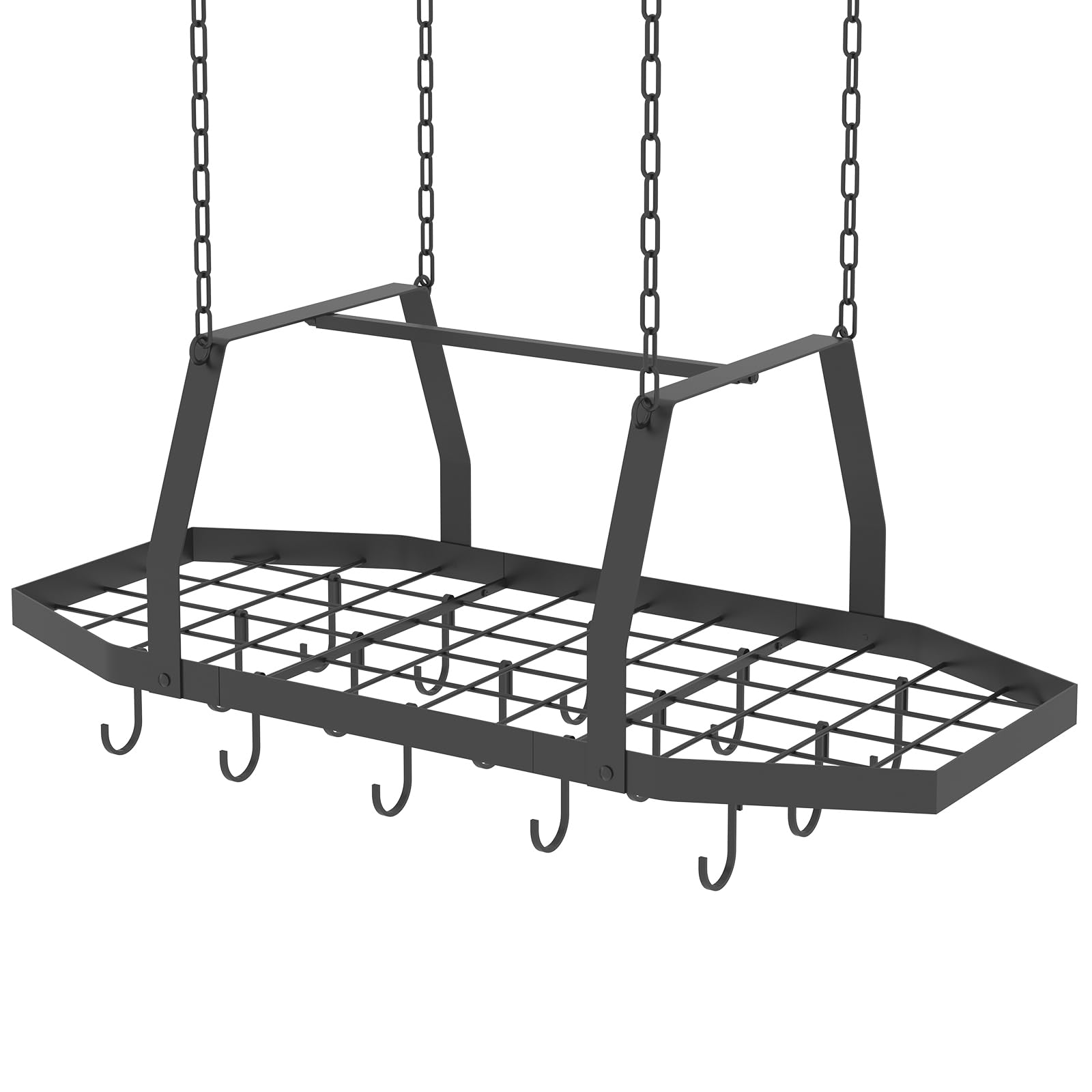 Estante hexagonal para colgar ollas de techo con 15 ganchos | Estante organizador de metal para colgar ollas y sartenes de 34 pulgadas, para utensilios de cocina
