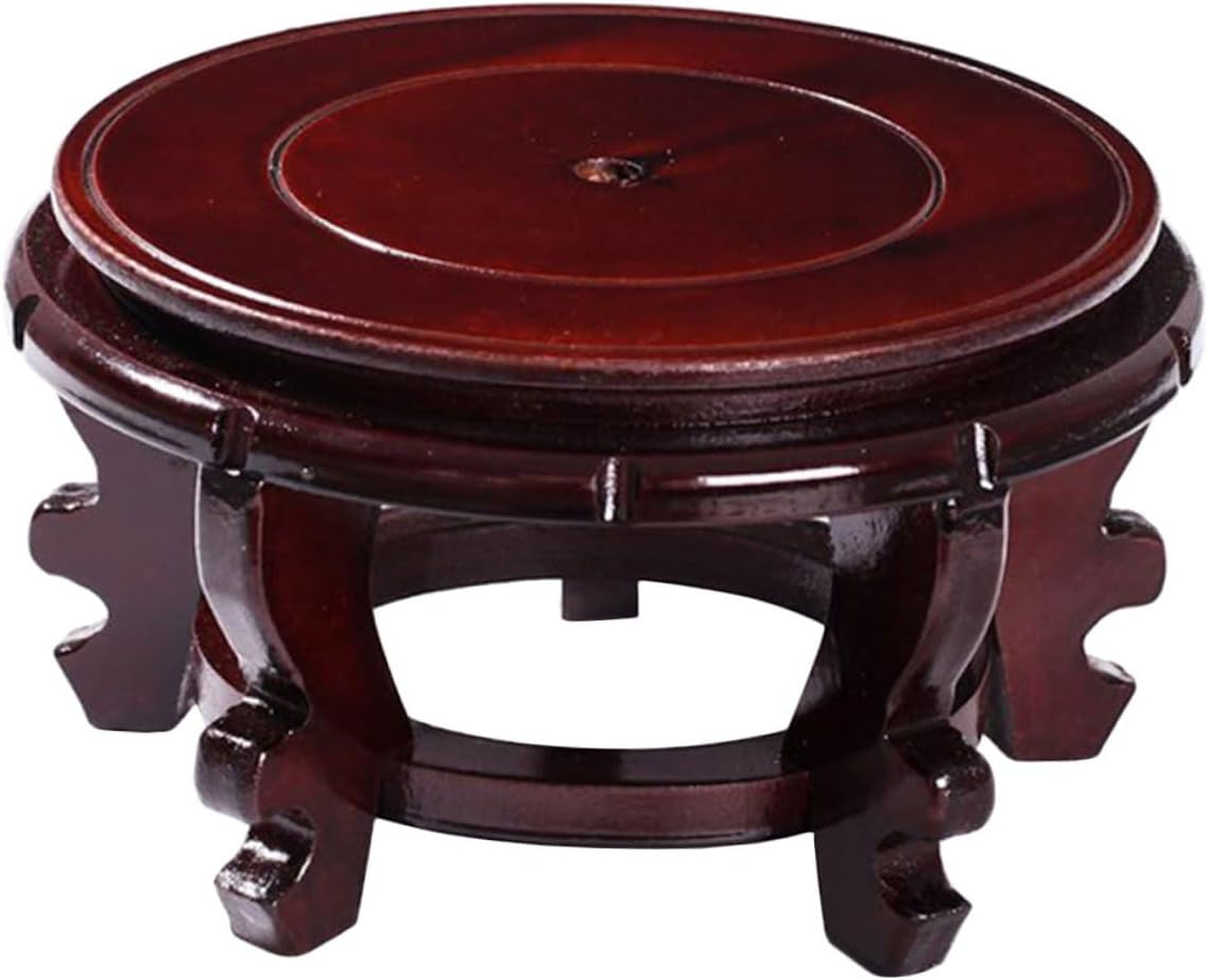 Wooden Plant Stand round Base 28cm Diameter 13cm Height High-density Board Indoor Flowerpot Holder Sculpture Display Rack for Home Garden