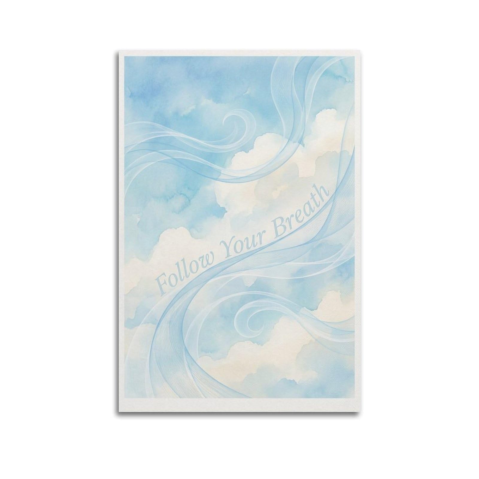 XKUGA Zen Breath Awareness Poster Soft Clouds Mindful Breathing Modern Decorative Canvas Prints - Ideal Wall Art for Family, Man Cave, Game Room, Boys & Girls Bedroom 20x30inch(50x75cm)