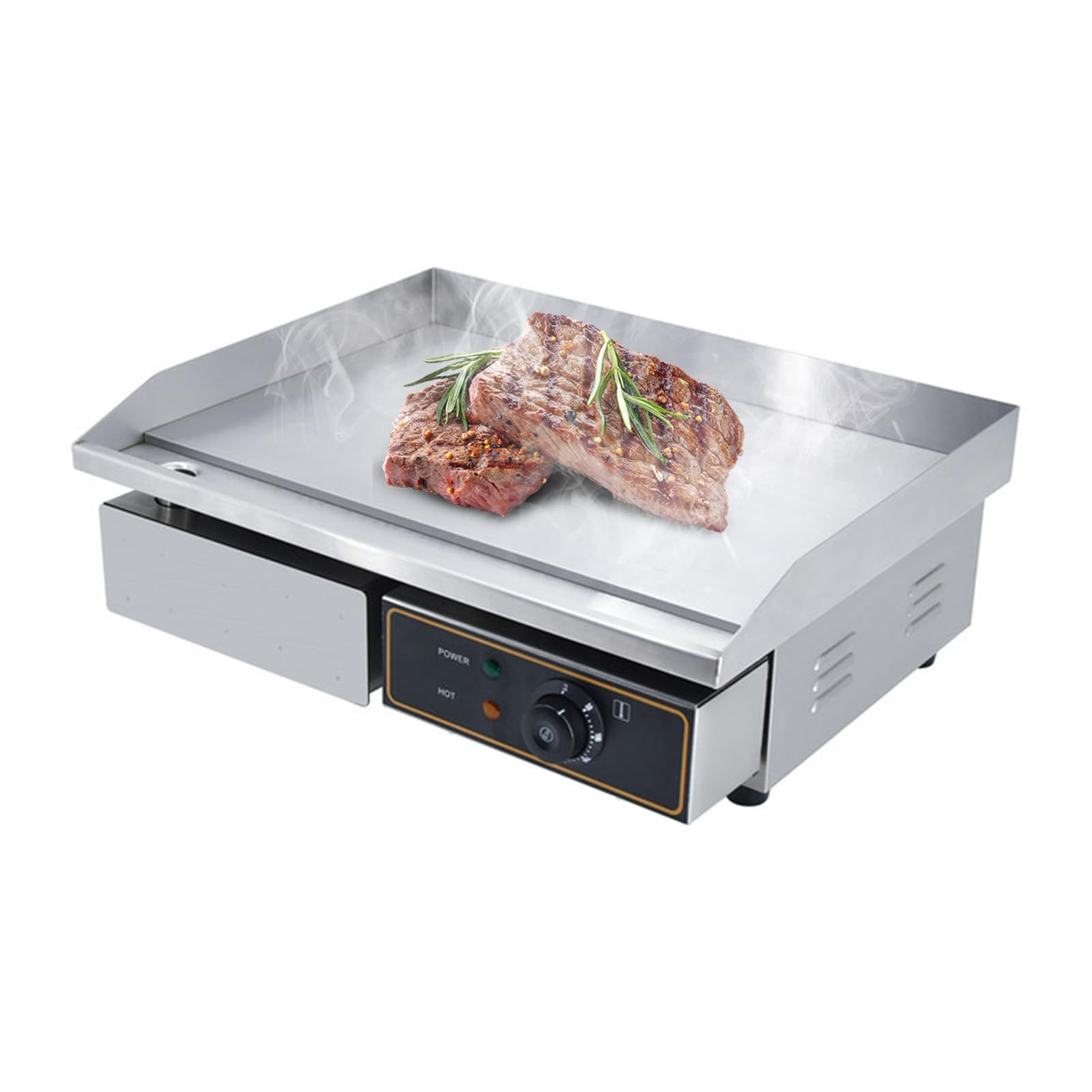 Grillplatte Elektrisch glatt Bratplatte, Elektrogrill | 55 x 34 cm Grillfläche aus Gusseisen,Profi Gastro Elektrische Tischgrill 3000W