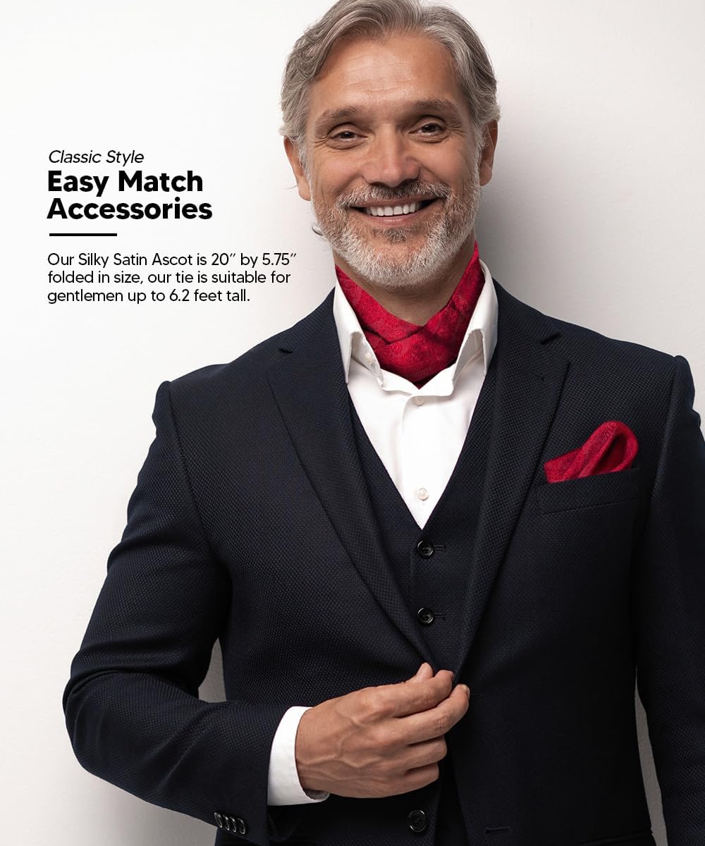 Woven Paisley Tone On Tone Ascot & Pocket Square Set - Cravat & Handkerchief Set