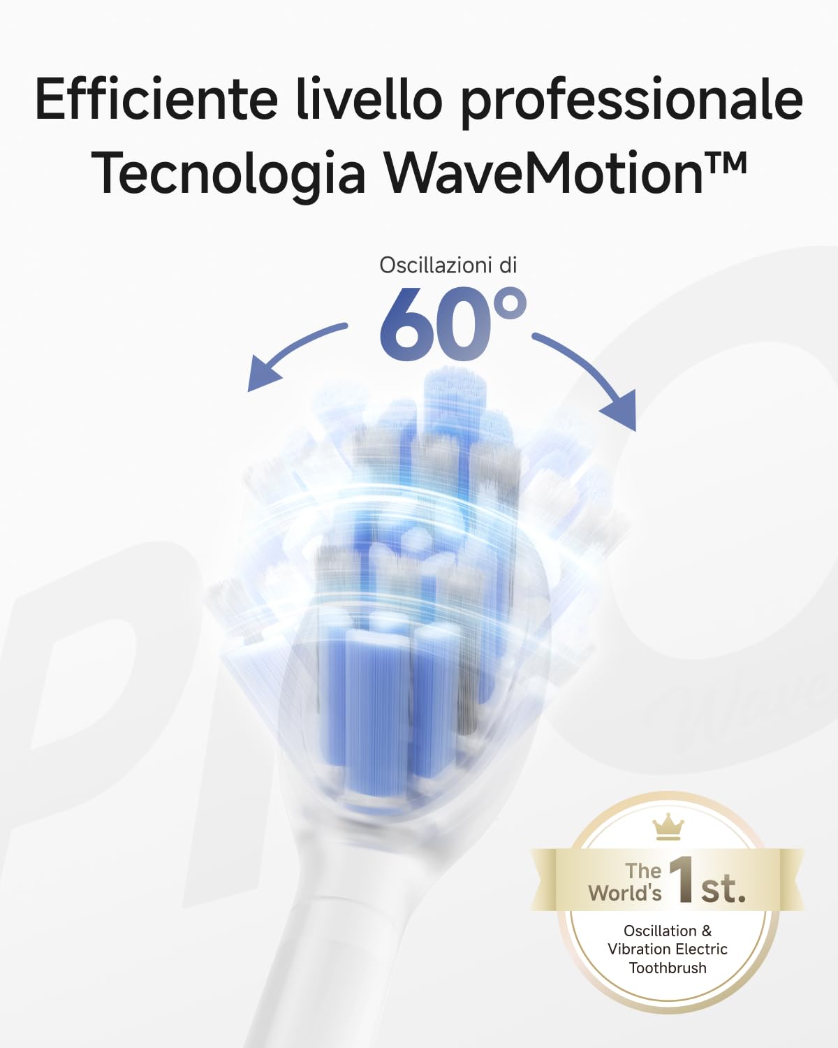 Laifen Wave Pro Spazzolino Elettrico Sonico per Adulti – Spazzolino Sonico con Oscillazioni a 60°, App Intelligente, Batteria da 70 Giorni, 2 Testine, Impermeabile IPX8 (ABS Bianco)
