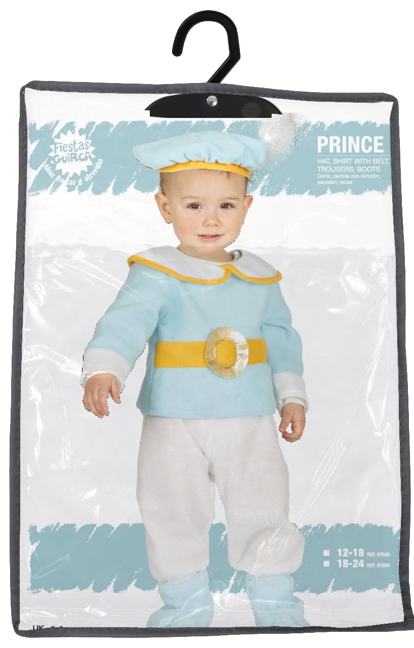 FIESTAS GUIRCA | Prinz Kostüm für Babys (12-18 Monate) – Inklusive Stiefel, Hemd, Gürtel, Mütze und Hose – Karneval, Verkleidungspartys, Geburtstage, Prinzen- und Prinzessinnenfeste – Junge