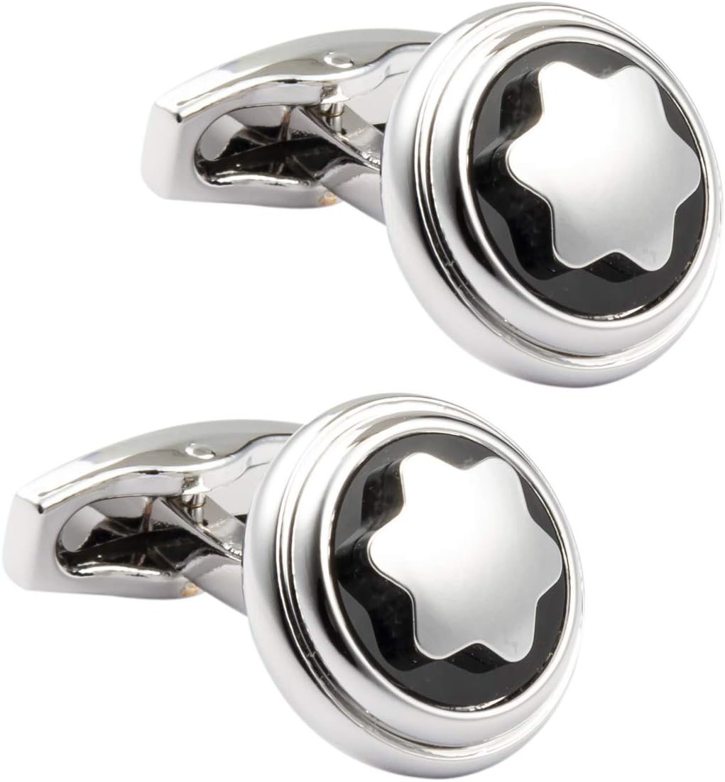 Silver Round Iconic Star Cufflinks for Men