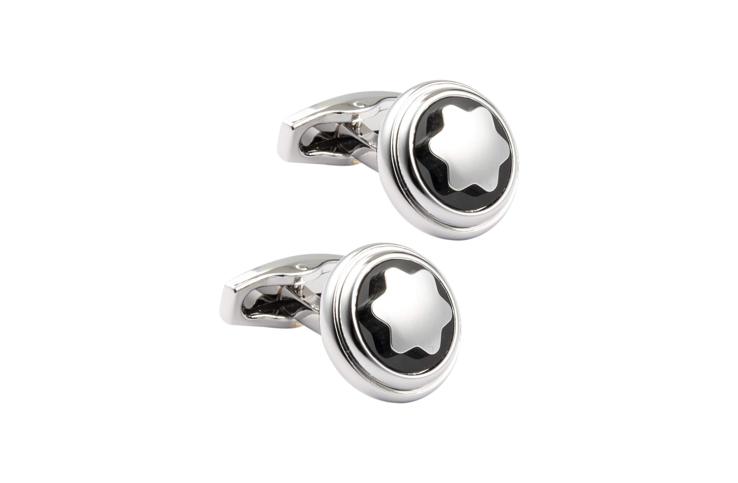 Silver Round Iconic Star Cufflinks for Men