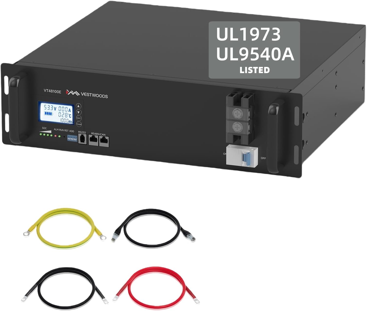 Vestwoods 48V 100Ah Lithium Battery, UL1973 Listed, 16 LiFePO4 Cells 5.12kWh, 100A BMS 5120W, 6000 Cycles 15 Years Life, Photo voltaic System, Marine, Off-grid Vitality Storage, Photo voltaic Panels