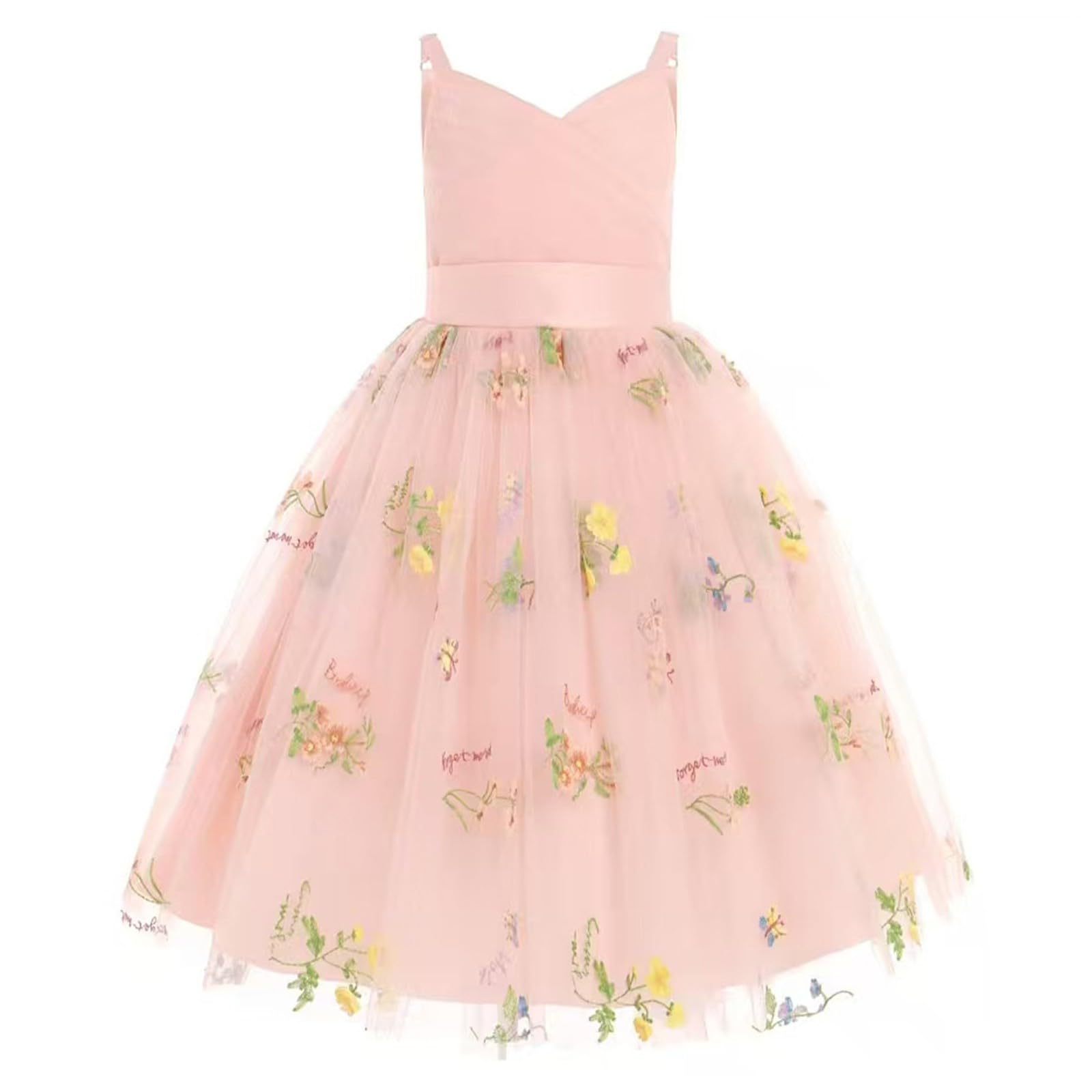 Vestido NiñA-Vestido De CumpleañOs Infantil con Tirantes De Encaje Bordado (3 A 14 AñOs)