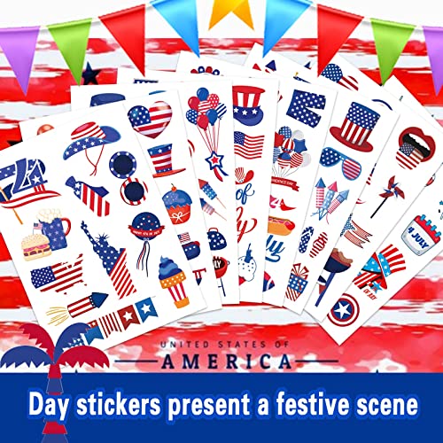 16 Sheets 4Th Of July Stickers For Kids Patriotic Crafts Stickers Independence Day Red White Blue Stickers,4Th Of July Face Stickers For Kids Party Favors Games Supplies,Memorial Day #TOP2