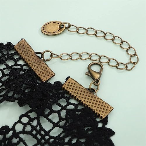 Miniatura 7 de Sither Gargantilla de Halloween para mujer, colgante de cristal negro, collar de araña gótica de encaje negro para Halloween, punk fiesta de