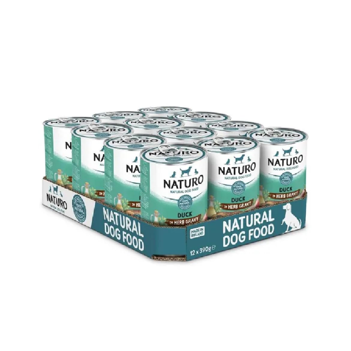 Naturo Adult Dog Duck in Herb Gravy - Grain & Gluten Free Dog Food | 390g Cans x 12