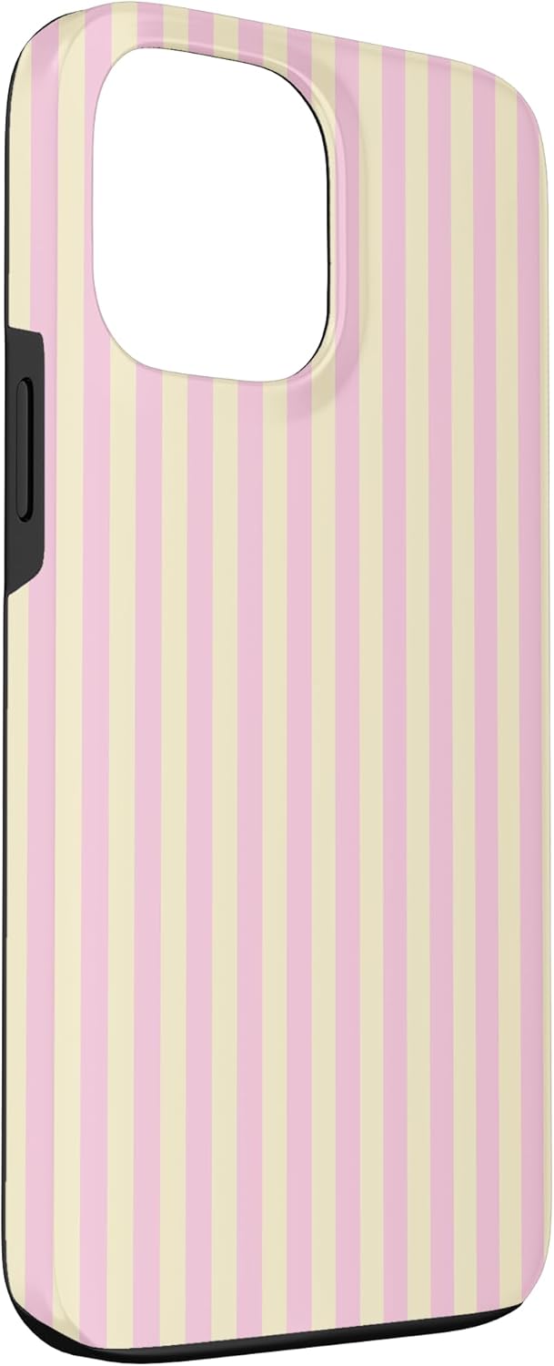 Minimalist Light Pink Pastel Yellow Vertical Line Stripes Case for iPhone 13 Pro Max - Image 3