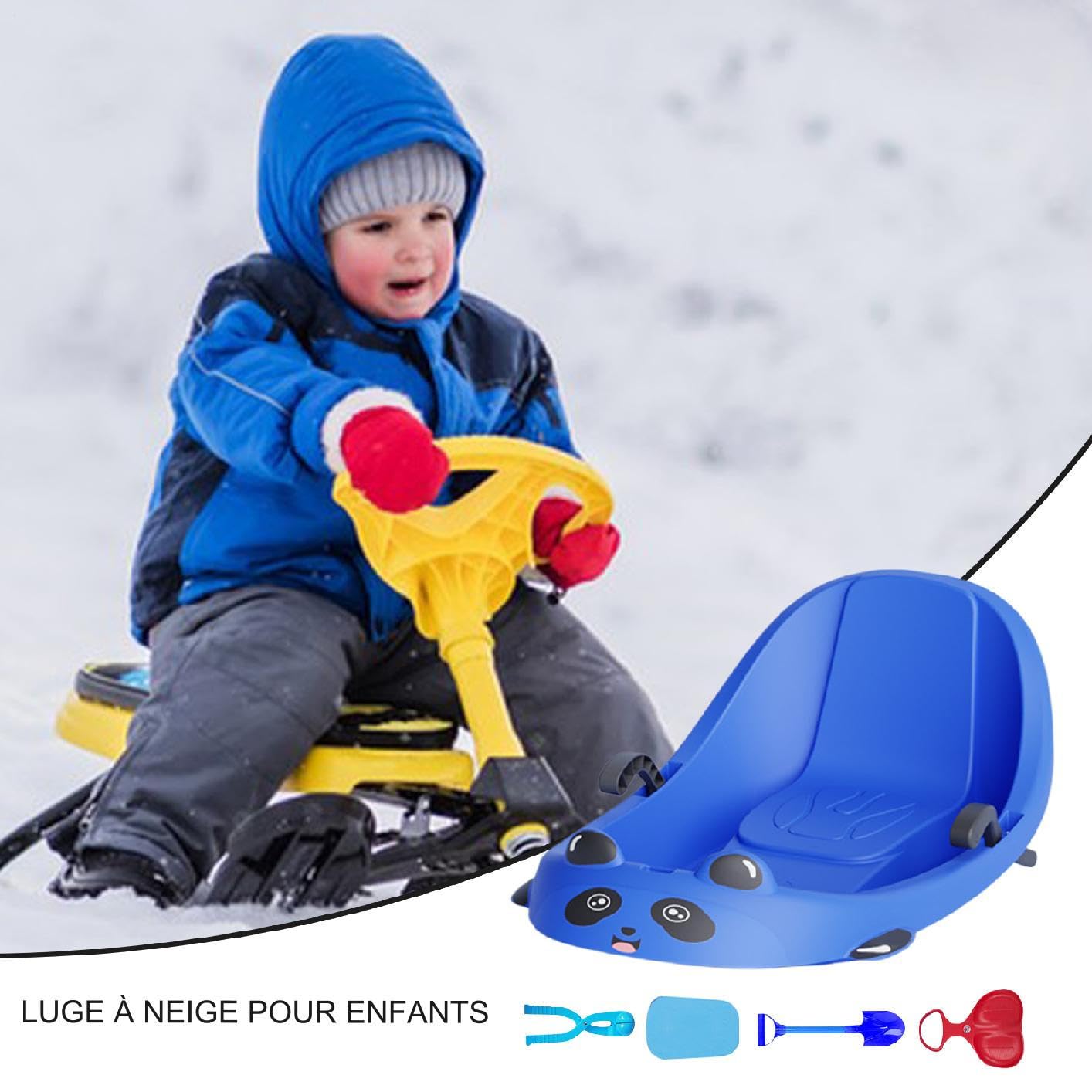 Slitta per All Piccoli Slittino Da Neve Outdoor Sled Attrezzature Sportive Inverno Familiare Freno Integrato
