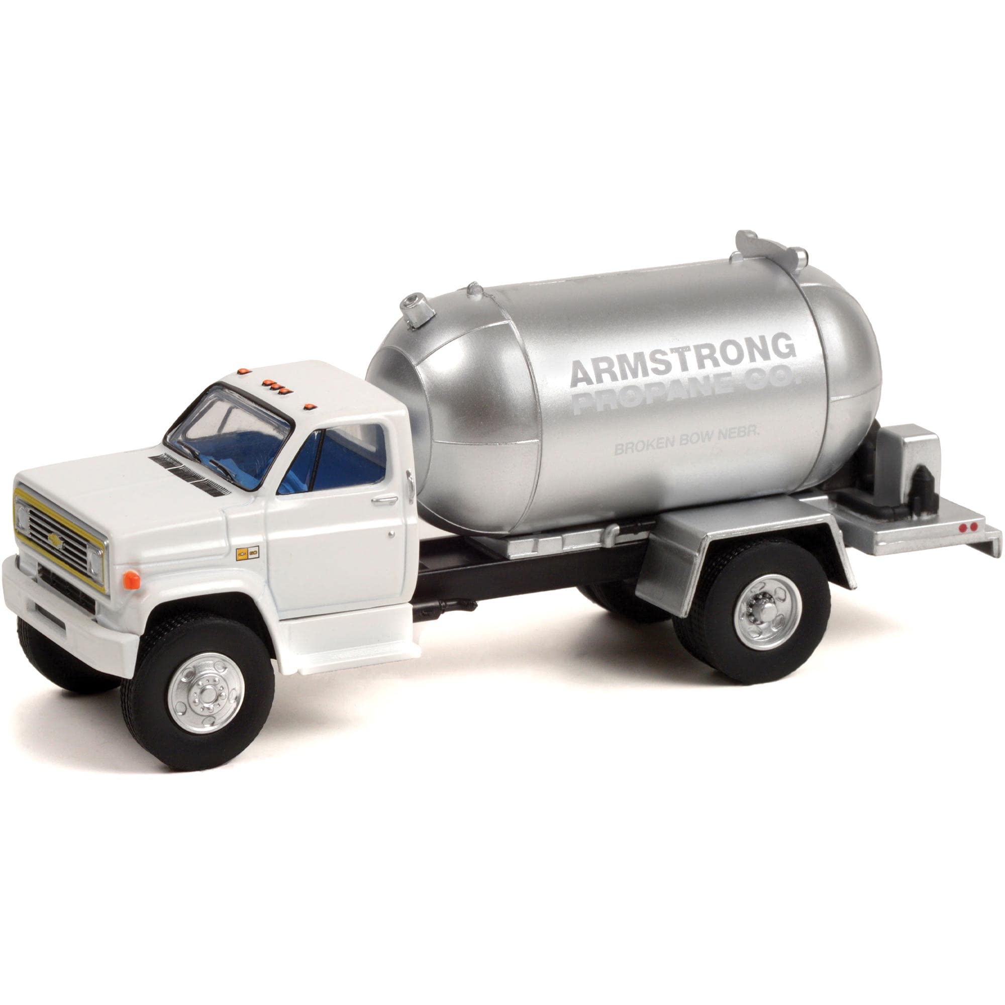 1982 Chevy C-60 Propane Truck Armstrong Propane Co. White Cab with Silver Tank S.D. Trucks Series 14 1/64 Diecast Model by Greenlight 45140 B