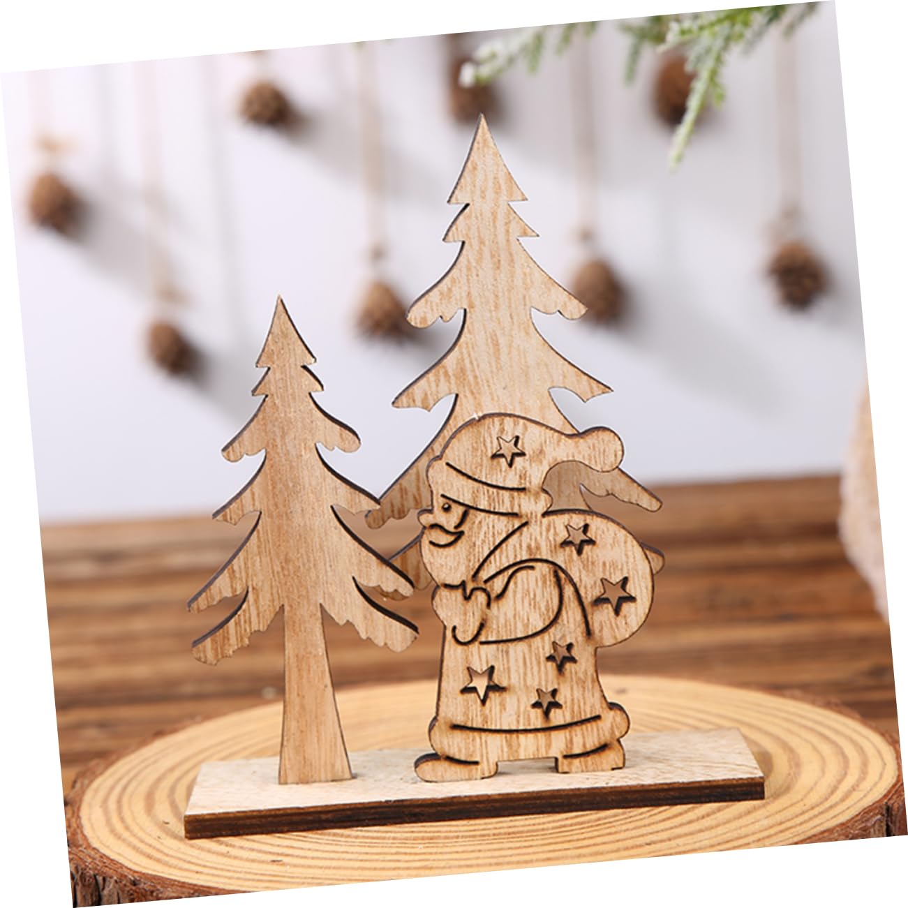 6 Piezas Decoración de Mesa para Árbol de Navidad Decoración de Árbol Navideño Decoraciones de Mesa de Navidad Letrero de Madera Pequeño Árbol de Navidad Adorno de Escritorio Adorno de