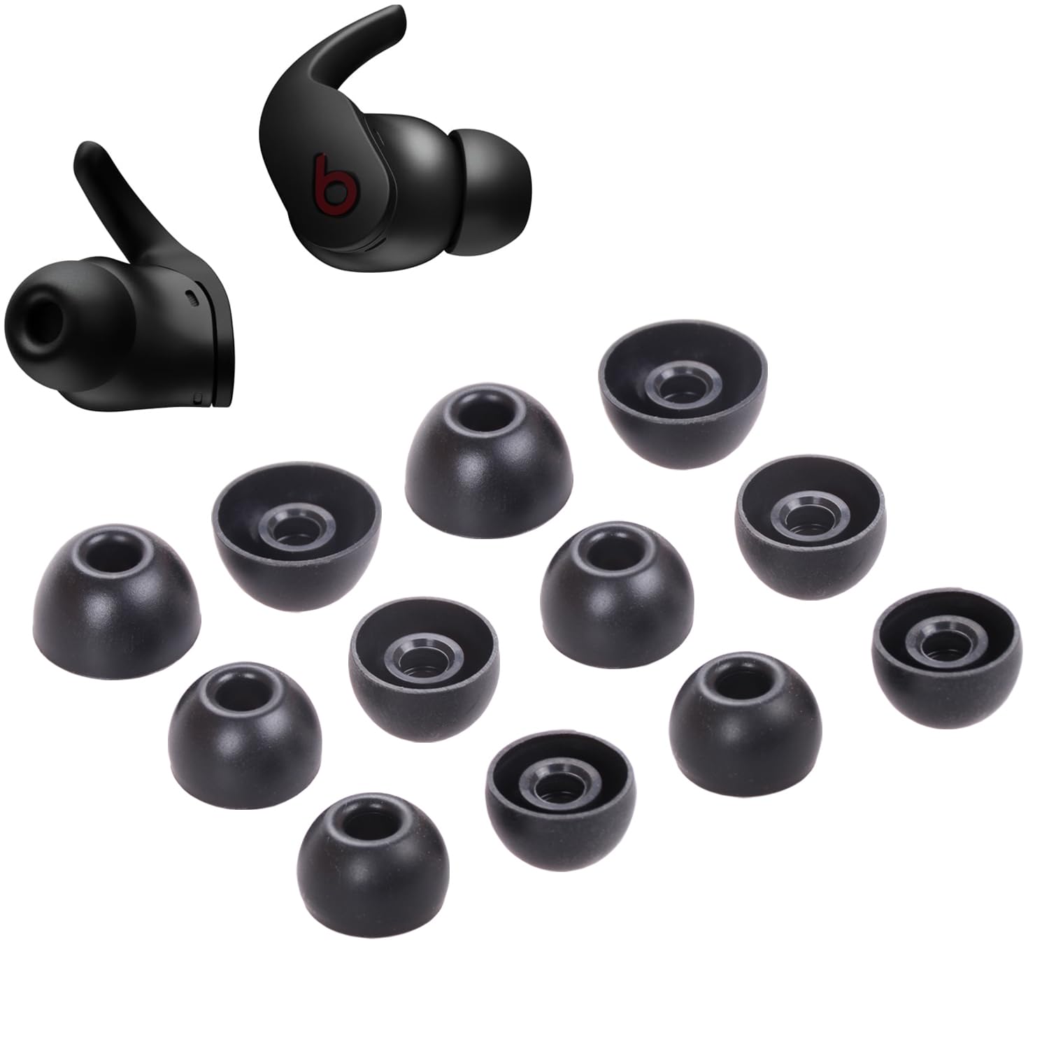 6 Pairs Replacement Earbuds Tips Silicone Eartips Set for Beats Fit Pro Buds Headphones Wireless Fit in Case Ear Tips (Black)