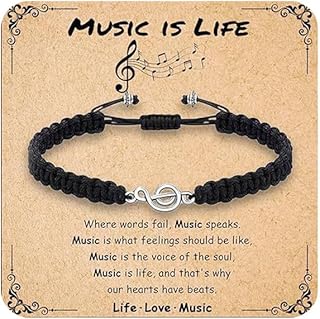 Music Bracelet Gifts for Women and Men, Black Teacher Bracelet Teacher Gift Lovers Band, Cool Gifts for Music Lovers Back to School Gift for Students