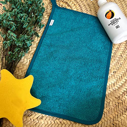 Miniatura 7 de Mimuselina Pack 2x Mini Toallas Bebé Toallas Guarderia Con Colgador Toalla Pequeña Infantil Rizo Algodón Absorbente Gramaje 450 Gr. 4,5cm Turquesa Gris