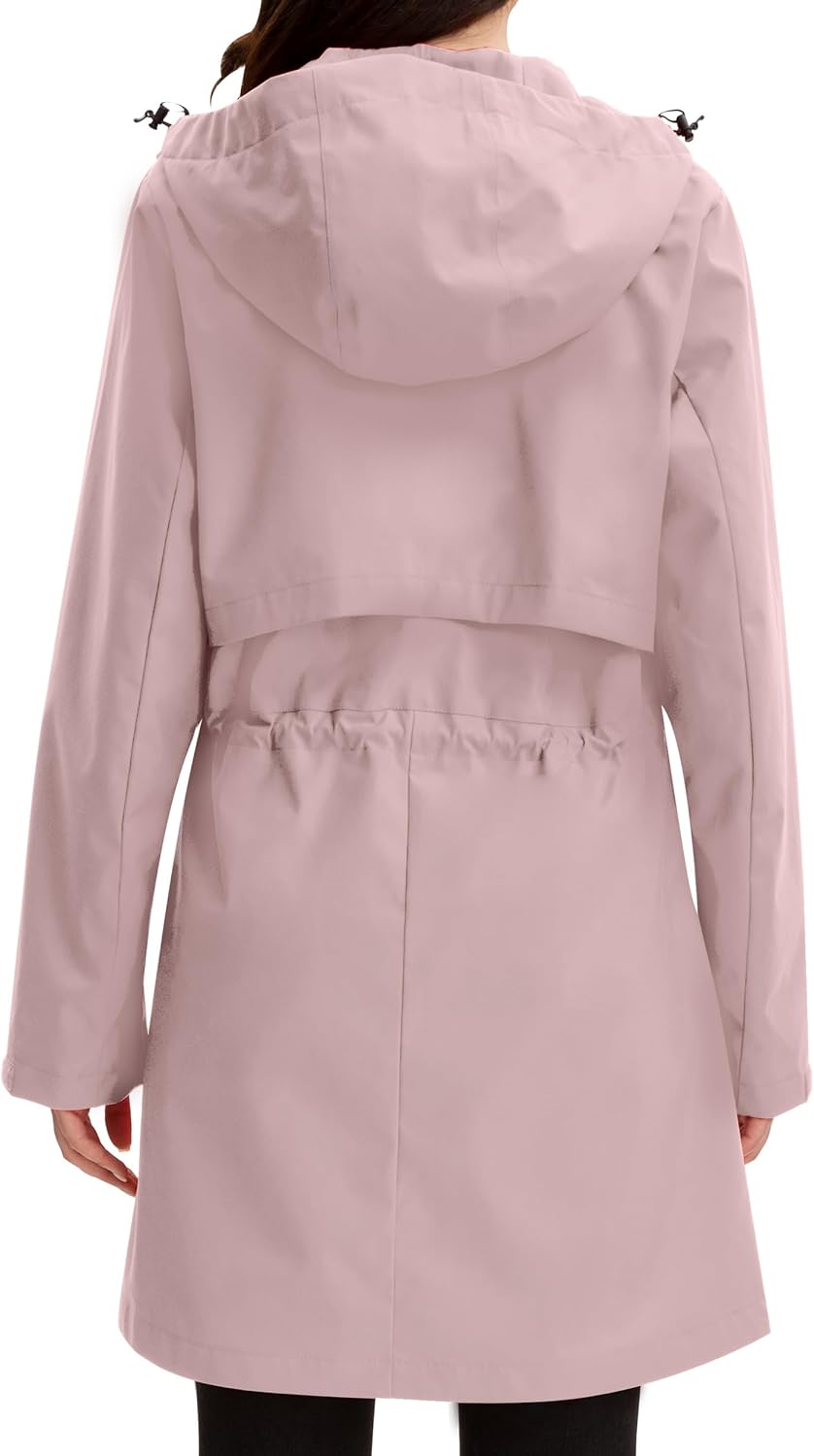 Rain Jacket Women Waterproof Long Raincoat Hood Lightweight Windbreaker Outdoor Coat S-3XL - Image 2