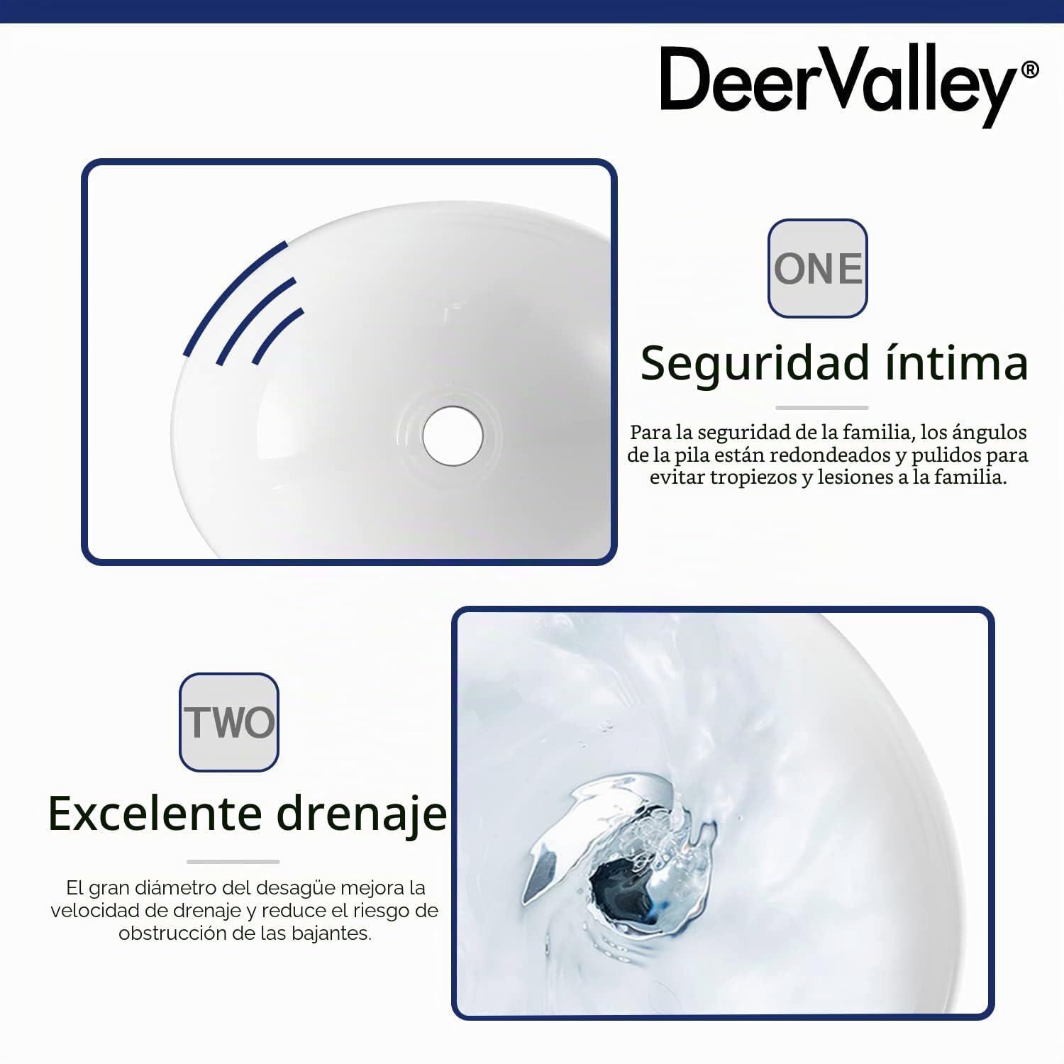 DeerValley Cuenco de lavabo ovalado de cerámica blanca, moderno y lujoso, fácil de instalar y limpiar, ideal para baños pequeños, 400x330mm.
