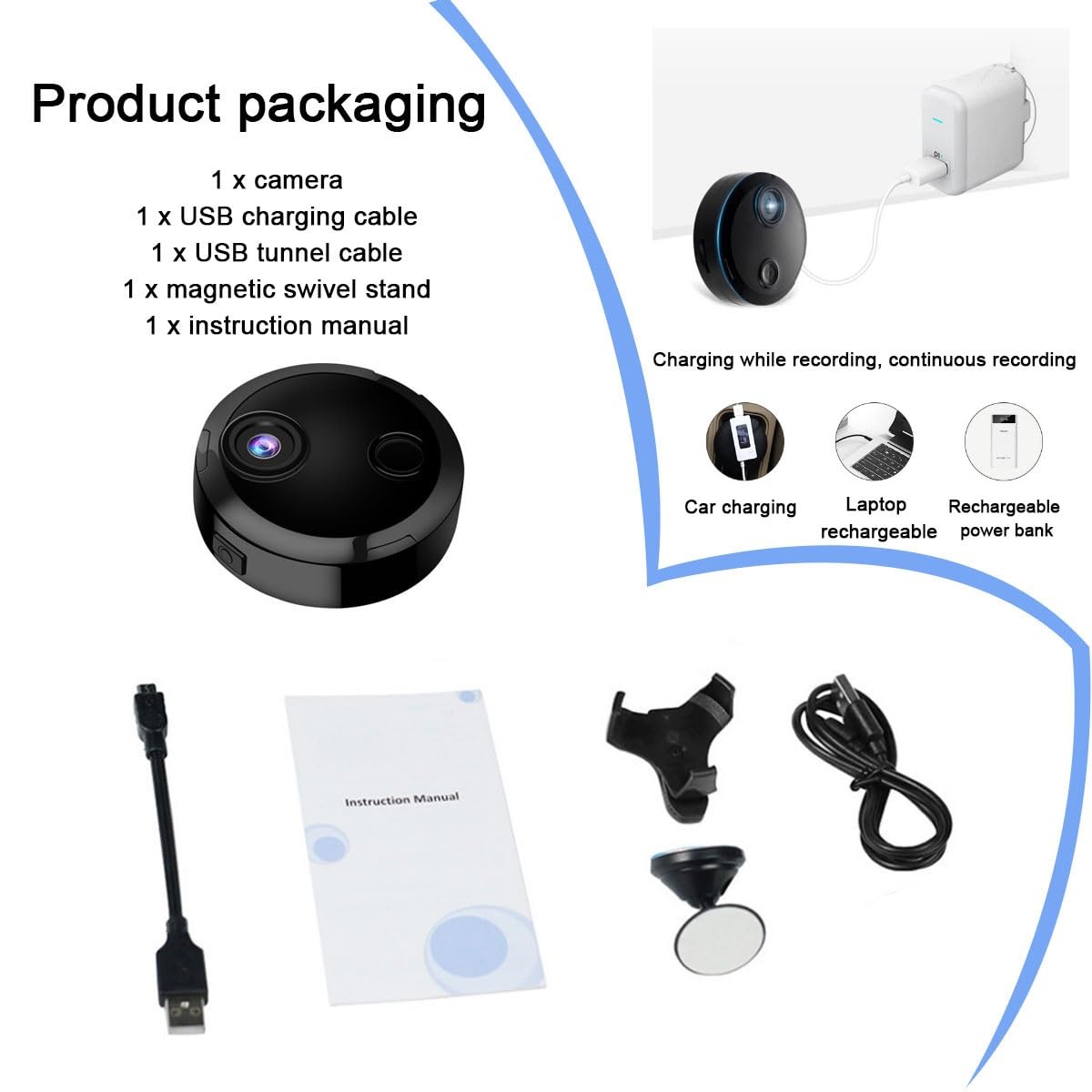 Kamera, Mała Bezprzewodowa Kamera Niani Mini 4K Do Użytku Domowego, Mikro Kamera Z Wykrywaniem Ruchu I 4 Lampami Noktowizyjnymi, Kamera HD 1080P Z Funkcją Nagrywania W Pętli