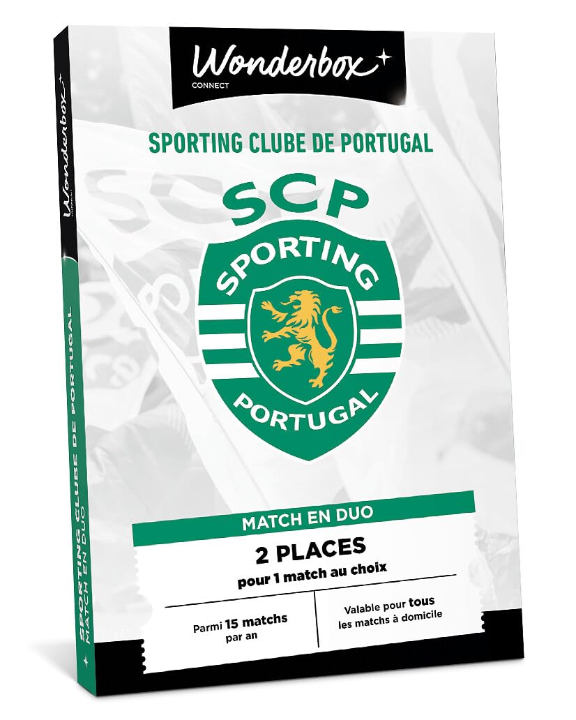 Wonderbox Connect - Coffret Cadeau - Sporting Clube De Portugal - Match en Duo - 2 Places pour 1 Match au Choix - Parmi 15 matchs par an, valable pour Tous Les matchs à Domicile - Validité 27 Mois