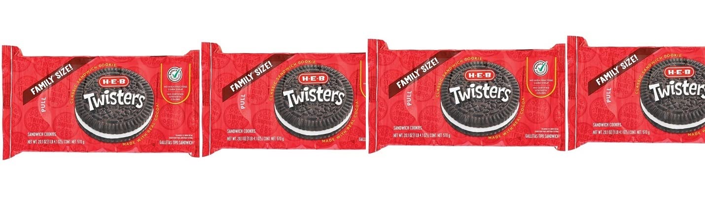 H‑E‑B Select Ingredients Original Twisters Sandwich Cookies 20 oz(pack of 4) No high fructose corn syrup • No certified synthetic colors