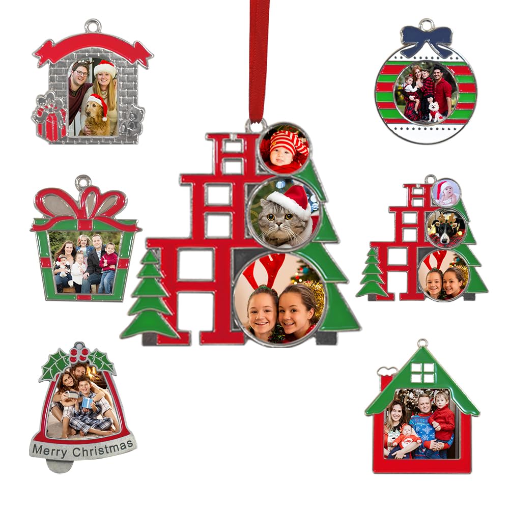 Personalised Christmas Bauble, Christmas Tree Shape Photo Ornaments for Tree Decor, Xmas Gifts for Family & Pets