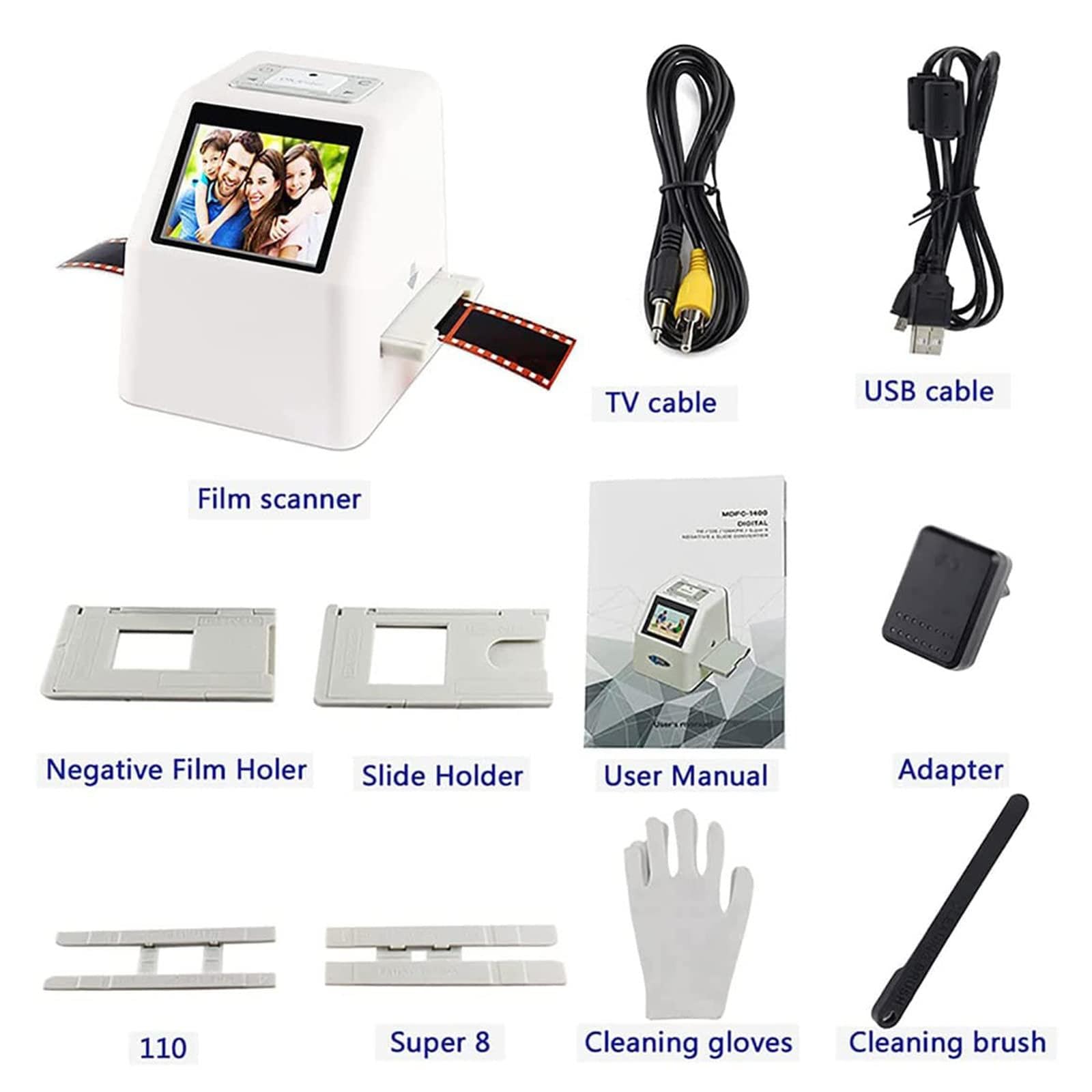 Scanner per Diapositive con Schermo LCD da 2,4", convertitore Digitale per pellicole da 22 MP, converte pellicole da 35 mm, 126, 110, Super 8, Diapositive, Negativi in JPEG