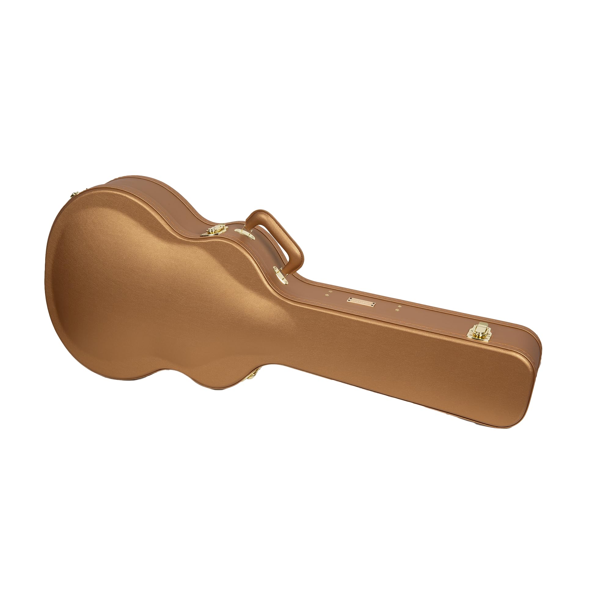 Crossrock Designer Series Wooden OM Guitar Case for Martin 000-14 Fret | Luxury Gold Faux Leather, Burgundy Velvet Interior, Lock – Premium Hardshell -Luxury Gold (CRW520OMLG)