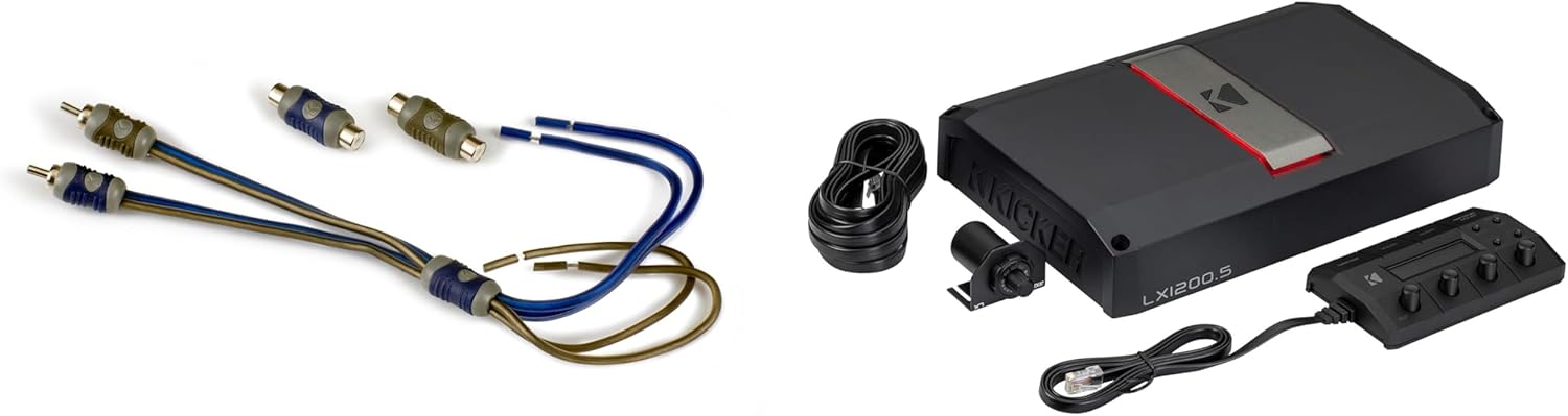 Kicker LX1200.5 amplifier, KISL interconnects, and KEYLOC line-out converter