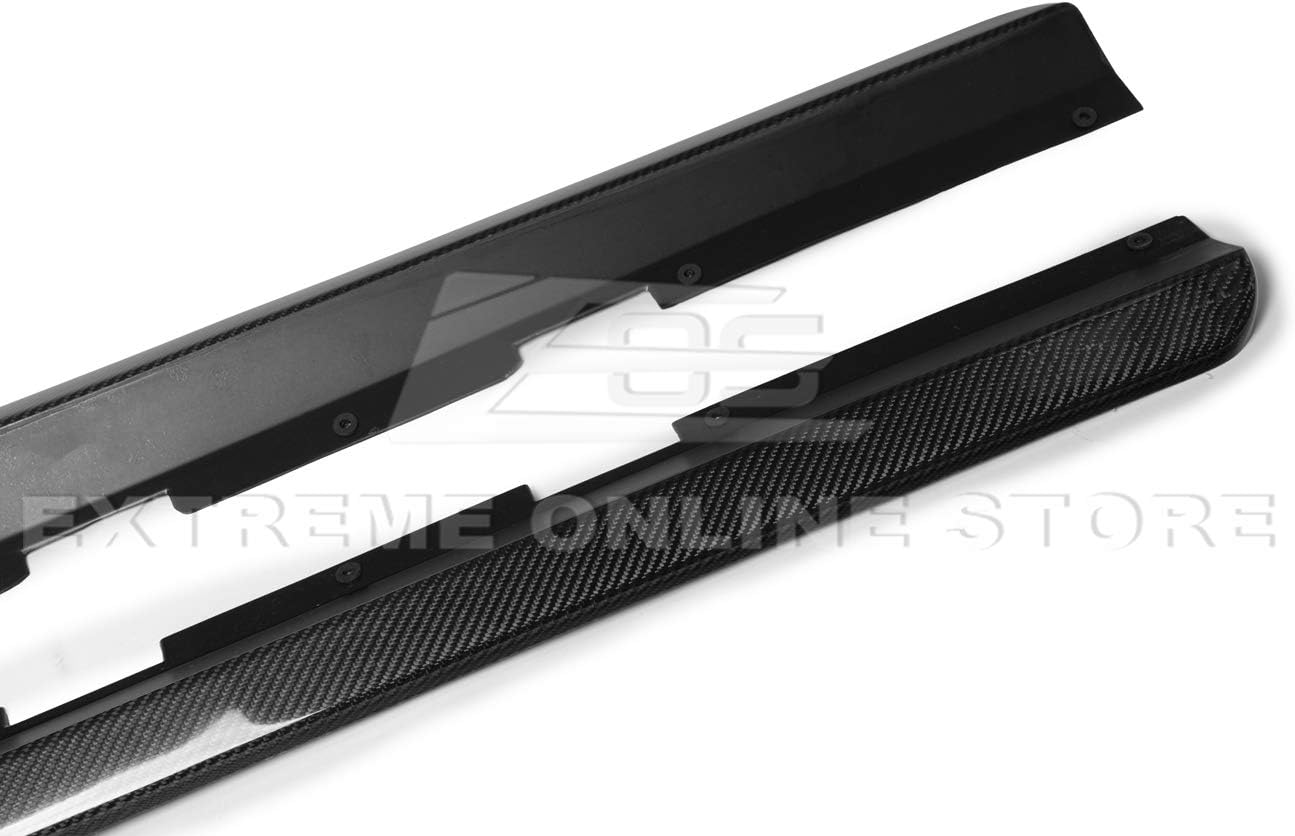 Replacement for 2010-2015 Chevrolet Camaro LT LS SS | ZL1 Style Side Skirts Rocker Panel Extension Pair (Carbon Fiber)