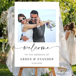 Personalized Minimalist Wedding Welcome Sign | Custom Couple Name Sign for Ceremony & Reception | Elegant Modern Plastic Board Decorative | Wedding Yard Signs (Wedding 11)