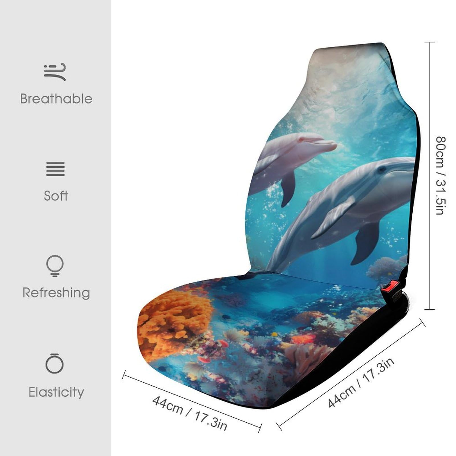 Ocean Dolphin Car Seat Covers Universal Car Front Seats Protector Auto Interior Accessories 1PCS