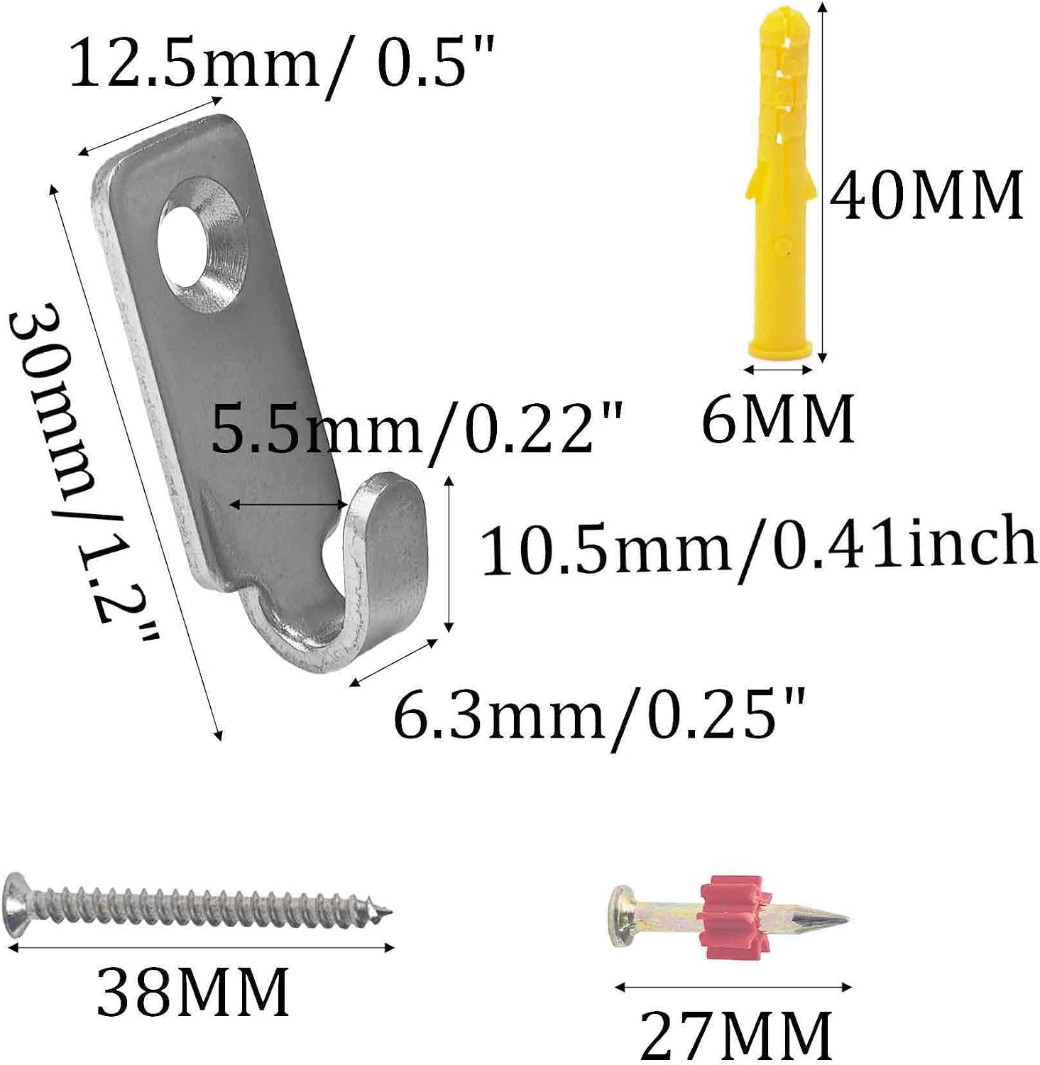 10PCS Stainless Steel Mini J Hook Wall Mount Hangers with Screws for Hanging Mirror Picture Frames Artwork Keys Towels image 2