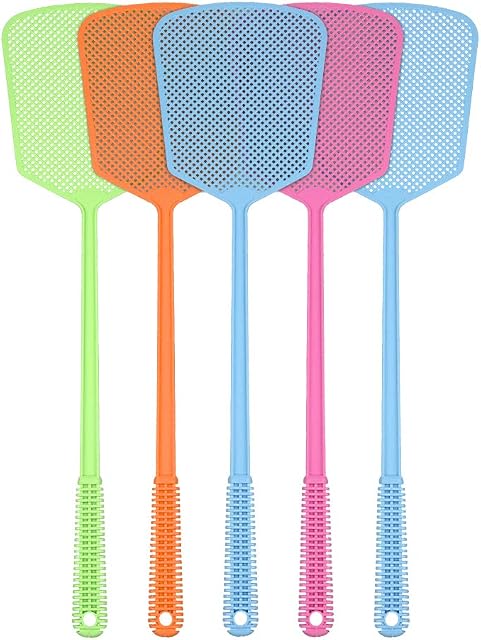 Fly Swatter, 5 Pack Fly Swat Insect Mosquito Wasp Pest Control with Strong Handle Heavy Duty, Multi Pack Plastic Manual Fly Swatters