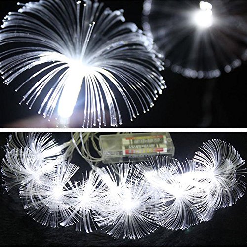 Luz de noche, luces de jardín, luces de Navidad, 2,5 m, 10 LED, fibra óptica, colorida, lámpara de gloria matutina, iluminación navideña