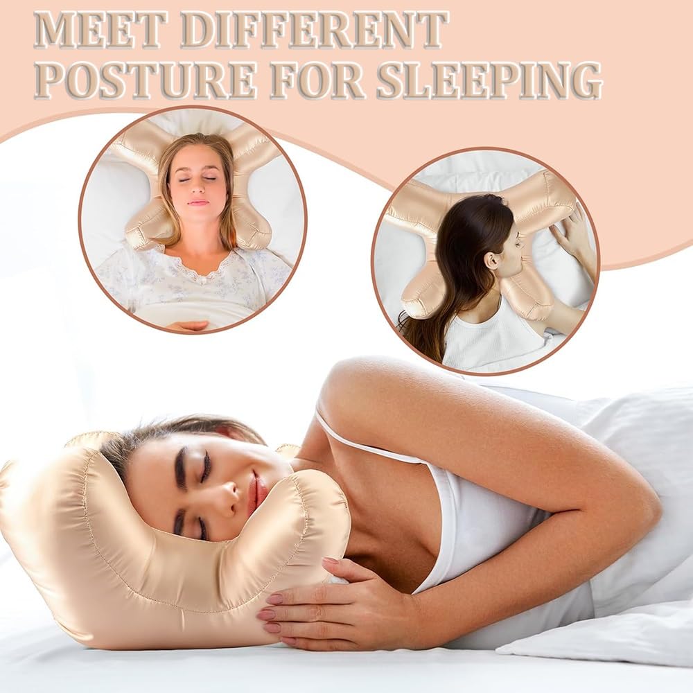 Anti-Wrinkle-Schlafkissen Für Gesicht, Weiche Druckentlastung Für Seitenrücken-Beim-Schläfer, Reduziert Falten Und Schwellungen, Maschinenwaschbare Abdeckung, Tragbares Nickerchenkissen Für Zuhause Re