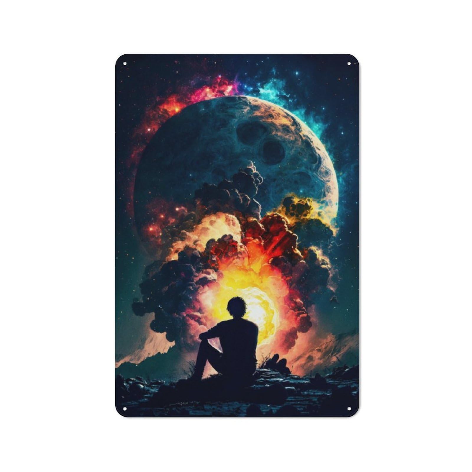 Junmoney Pensive In Space Tin Wall Plaque 30X20cm With For Dining Room Or Kitchen, For Vintage Wall Decor Fans, For Themed Room Decoration
