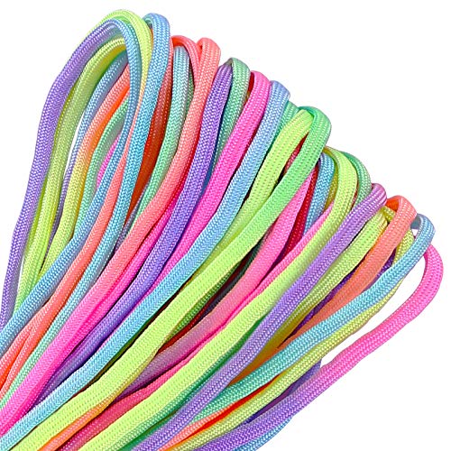 550 Paracord Colorful Rainbow Cord - Type Iii 7 Strand Core Parachute Cord 100Ft (Light Rainbow, 100 Ft) #TOP1
