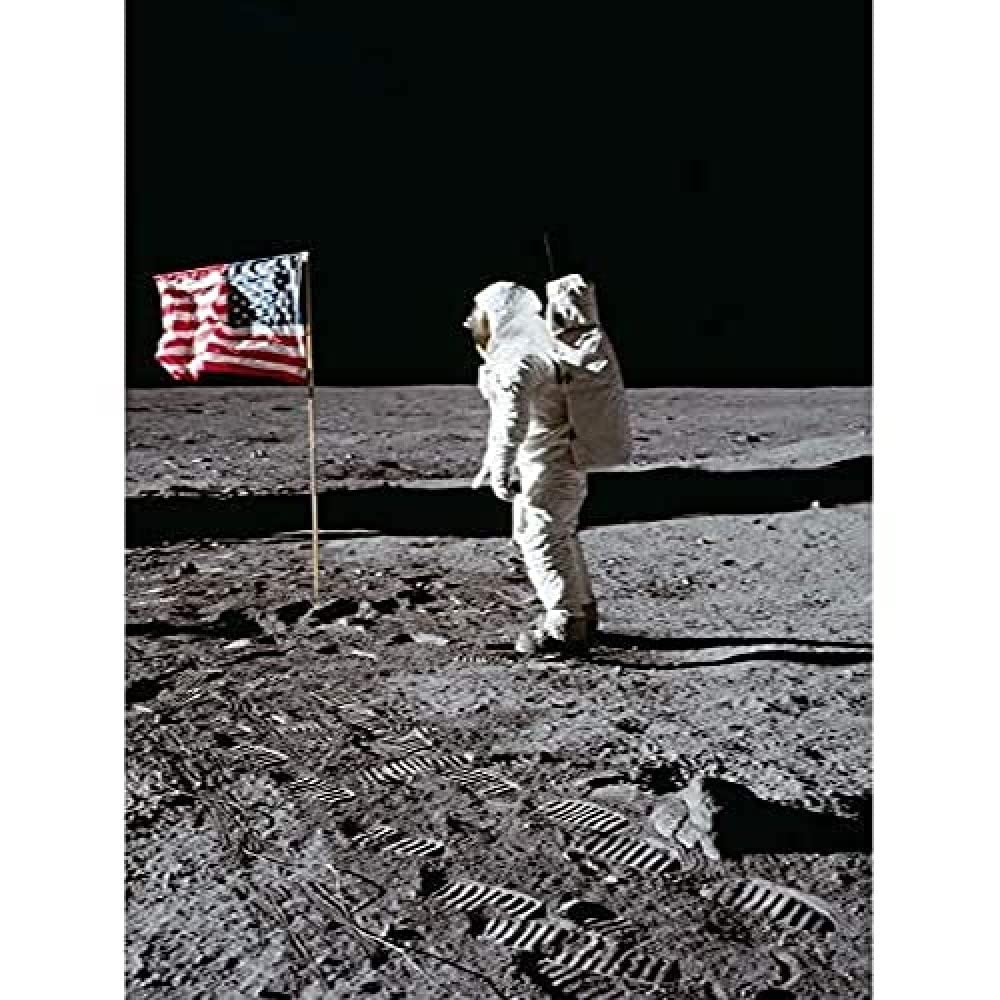 Space NASA Apollo 11 Aldrin Salutes US Flag Moon Photo Unframed Wall Art Print Poster Home Decor Premium