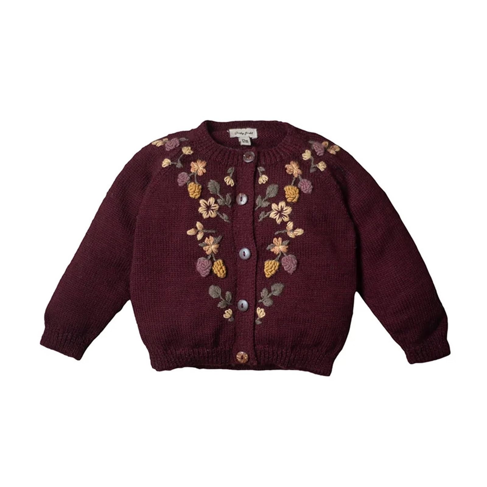 Cárdigan de Punto de Mora Bordado for niñas, Chaqueta cálida de otoño/Invierno for recién Nacidos y niños pequeños(Amaranth,12-18M Size 80)