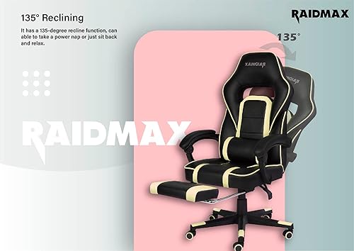 Miniatura 6 de Raidmax Advanced DK701 Series - Sillas para juegos de computadora, silla de juegos de tamaño XL con reposabrazos acolchado y reposapiés plegable,