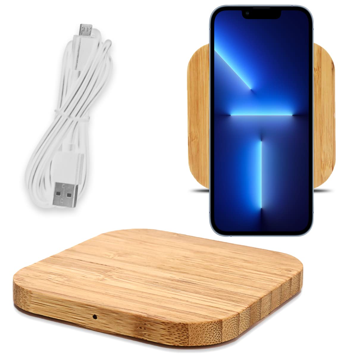 QI Induktive Ladestation 15W aus Bambus kompatibel fr Apple iPhone 17 16  16e Plus Pro Max Air Induktionsladegert aus Echtholz Wireless Charger ...