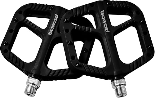 BOWOD MTB Pedals Flat Mountain Bike Pedals Adult, Light and Wide Nylon Composite Bicycle Platform Pedal w Grippy Pins, 916" Cr-Mo Spindle 2