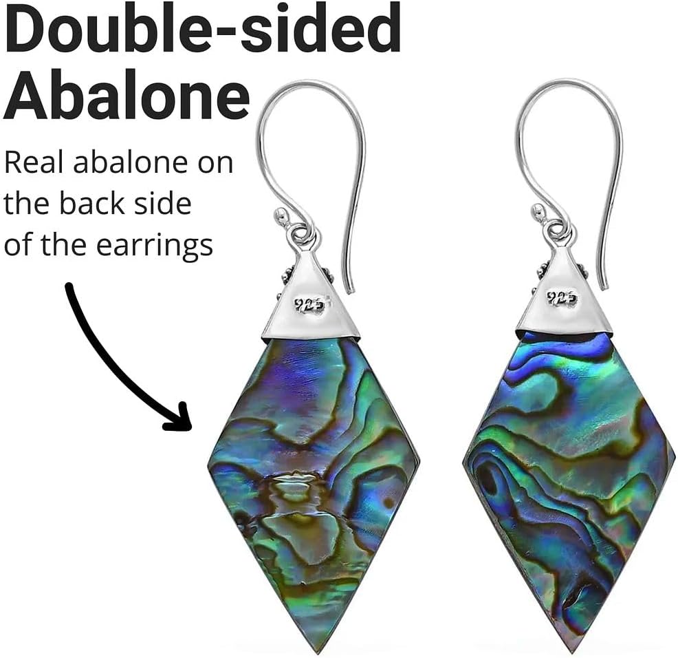 BALI LEGACY 925 Sterling Silver Abalone Shell Dangle Drop Earrings Stylish Fashion Beach Jewelry Unique Women Costume Jewelry for Women Birthday Christmas Gifts - Image 5